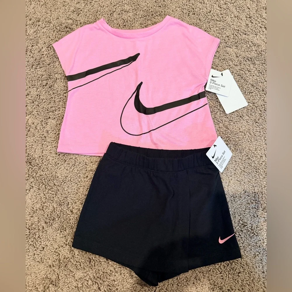 Nike Pink Top and Black Athletic Shorts Set